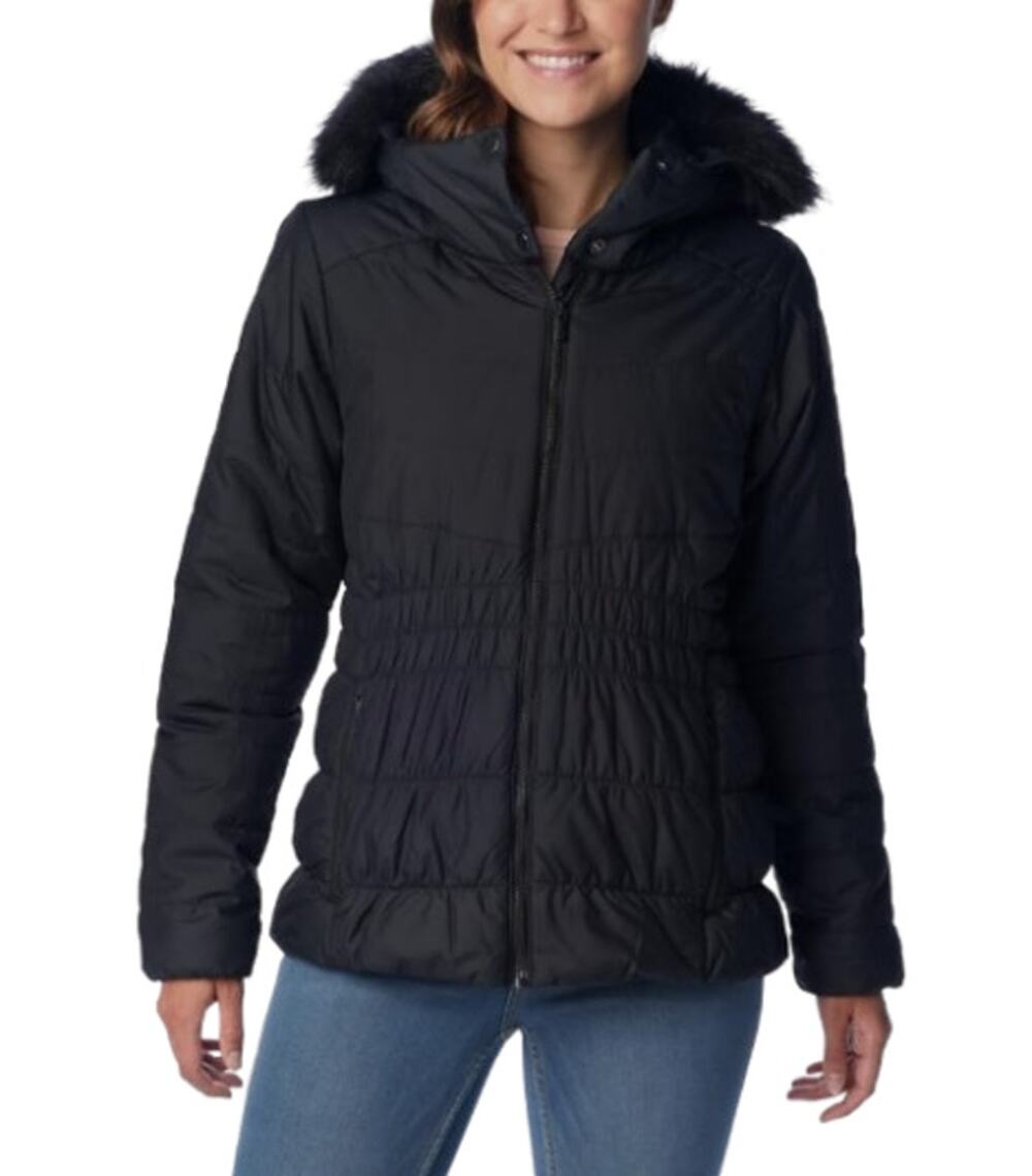 COLUMBIA Women's Sparks Lake III Jacket Medium Black Faux Fur Hood NWOT
